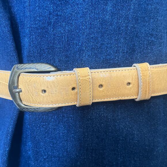 BYBLOS Leather Brass Buckle Womens Belt Sz EU 95 Medium Yellow Italy Adjustable main image 13